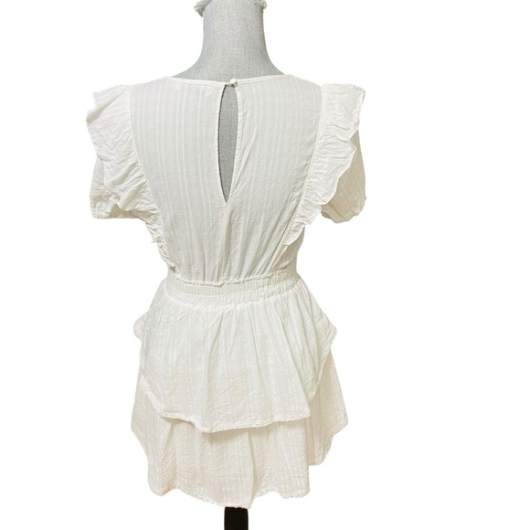 The Post White Ruffle Lace Trim Mini Dress Women’s Small Cotton Rayon - Picture 4 of 14